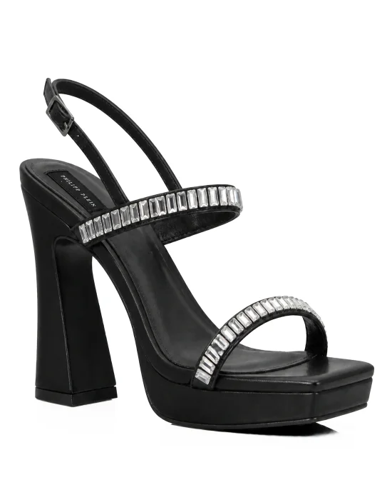 Nappa High Heels Sandals Crystal Castons