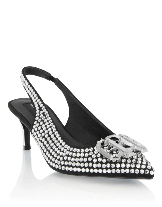 Suede Strass Slingback Shoes H55 Gothic