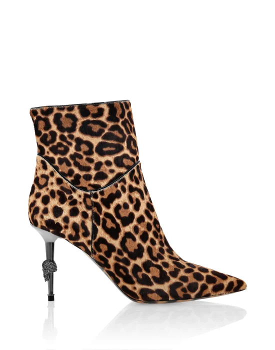 Poni leather Boots Mid Heels Mid Leopard
