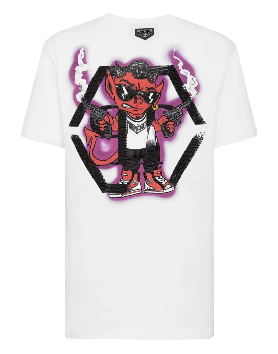 T-shirt Round Neck SS stones Bad Devil