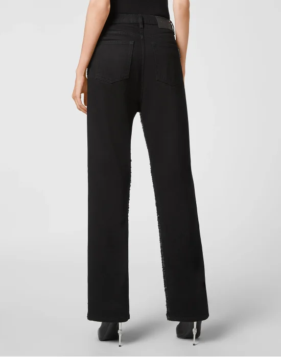 Denim Trousers Super Loose Fit Paillettes