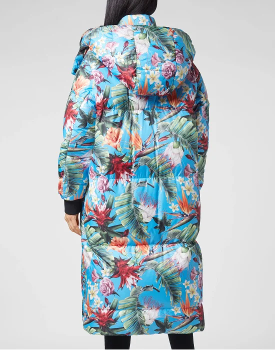 Reversible Nylon Long Jacket Iconic Plein