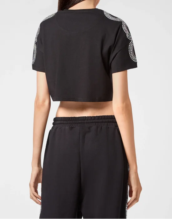T-shirt Crop Round Neck SS Crystal Cable