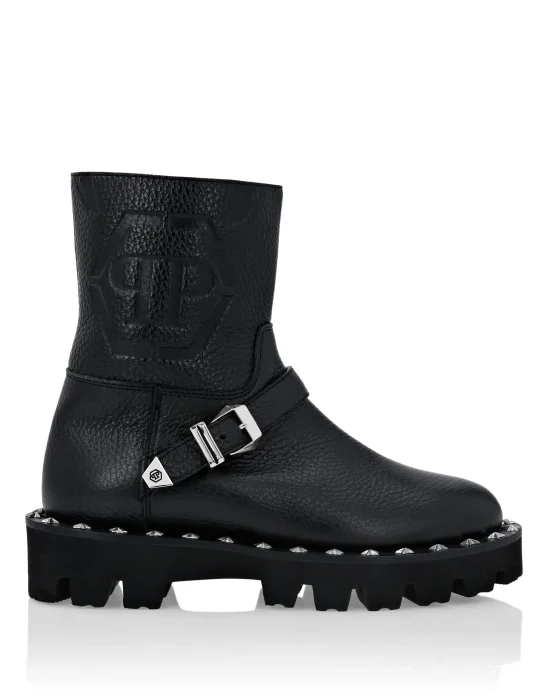Leather Biker Boots Monogram