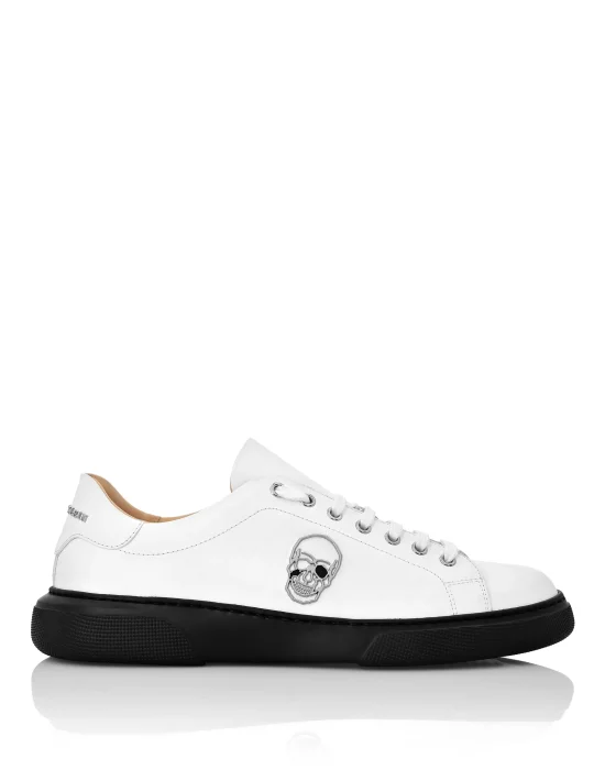 Rubber Leather Lo-Top Sneakers The $kull TM
