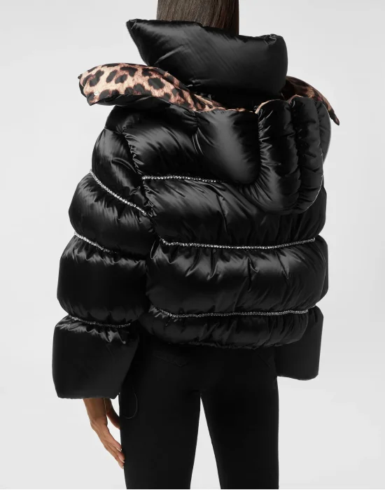 Down Puffer Jacket Flame with Crystals