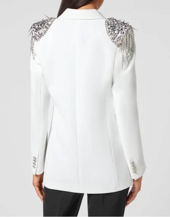 Double-Breasted Blazer with Crystals