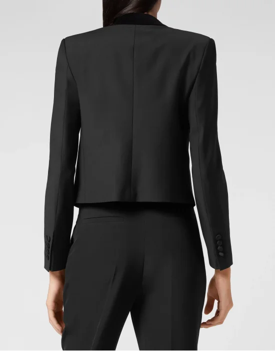Crop Blazer with Crystals