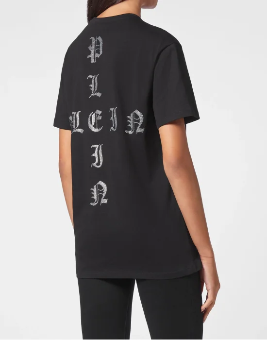 T-shirt Round Neck SS Man Fit Gothic Plein with Crystals
