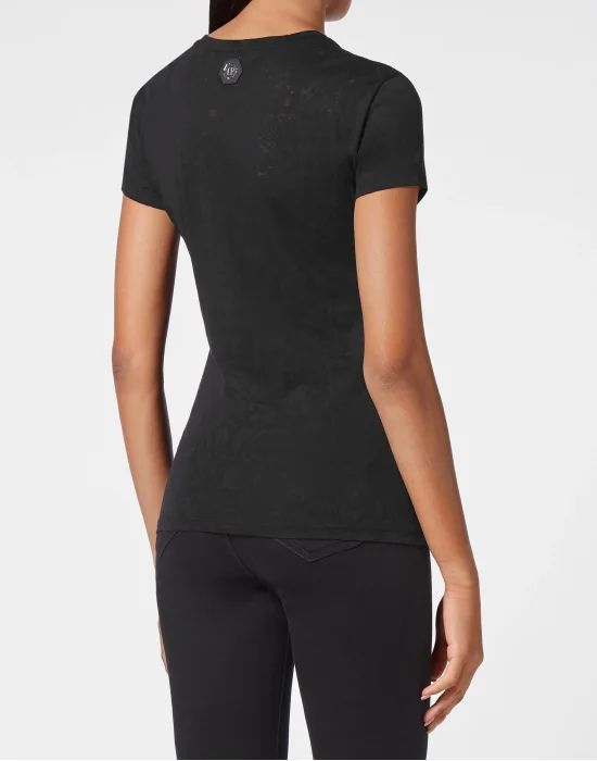 T-shirt Round Neck SS Sexy Pure Fit with Crystals