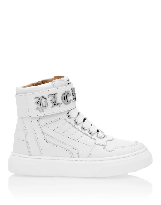 LEATHER HI-TOP SNEAKERS GOTHIC PLEIN
