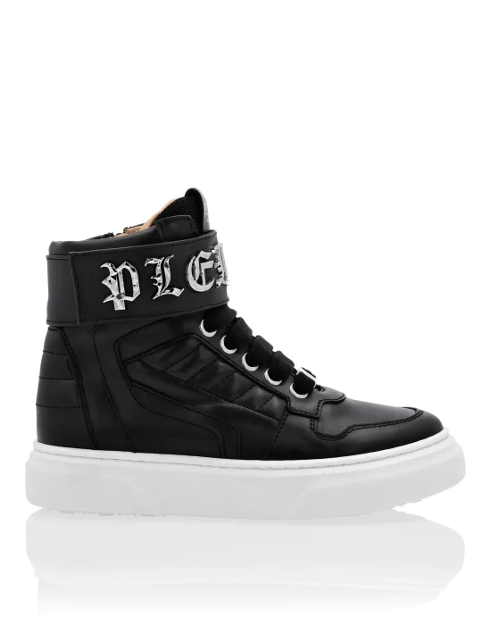 LEATHER HI-TOP SNEAKERS GOTHIC PLEIN