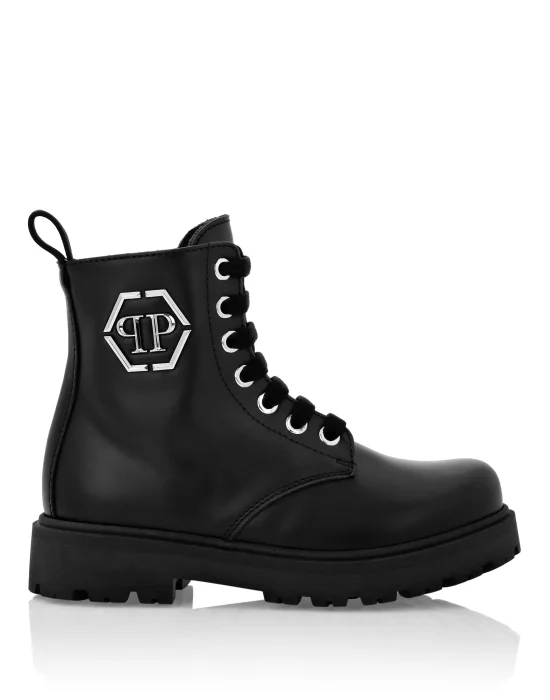 LEATHER BOOTS LOW LACE UP HEXAGON