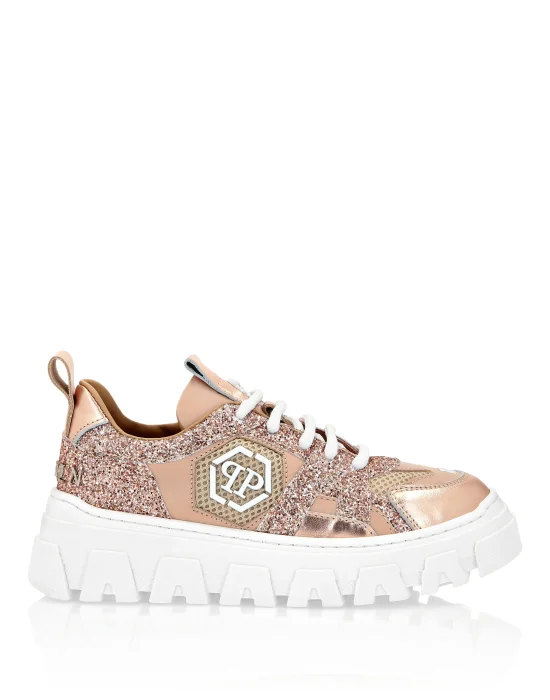 LO-TOP SNEAKERS MIX MATERIALS HEXAGON