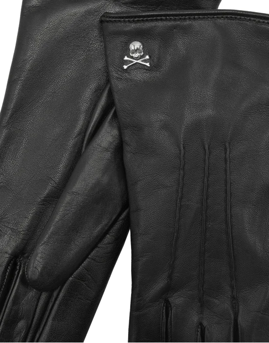 Leather Mid-Gloves Skull&Bones