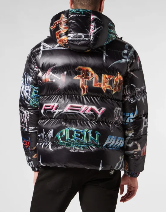 Nylon Puffer Jacket Lettering