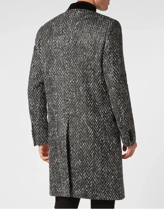 Chevron Long Coat Skull&Bones