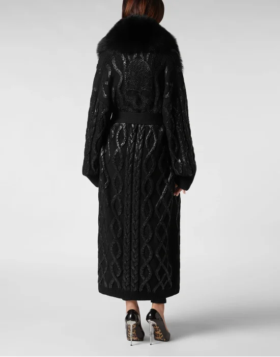 Wool & Fur Cardigan Long Skull&Bones
