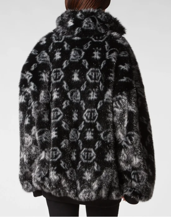 Lurex Eco Fur Maxi Bomber Monogram