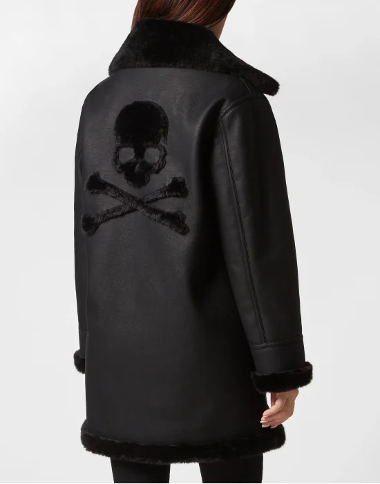Eco Mutton Aviator Long Jacket Skull&Bones