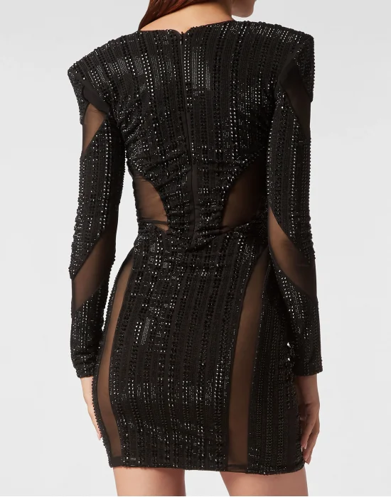 Padded Shoulder Mini Dress