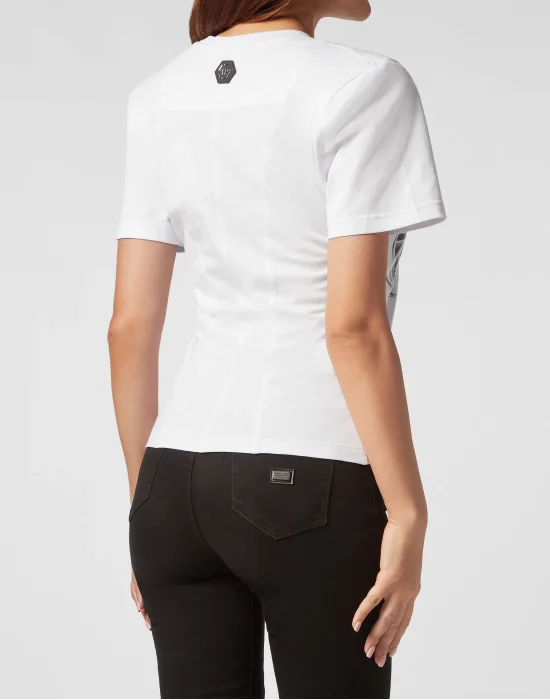 Padded Shoulder T-shirt Sexy Pure Fit Chrome