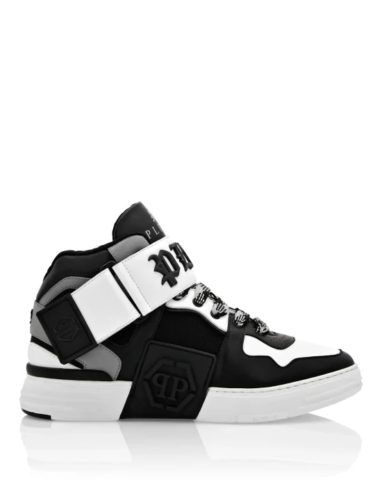 Mix Leather Mid-Top Sneakers Gothic Plein