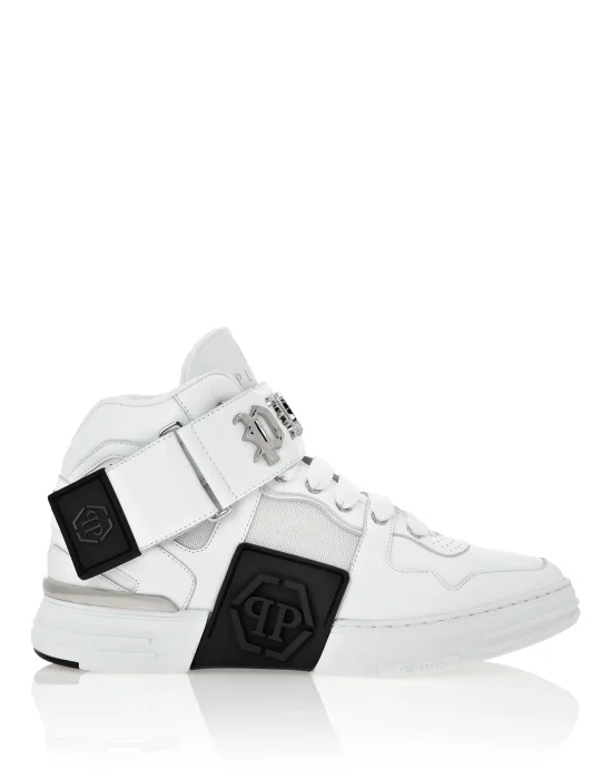 Mix Leather Mid-Top Sneakers Gothic Plein