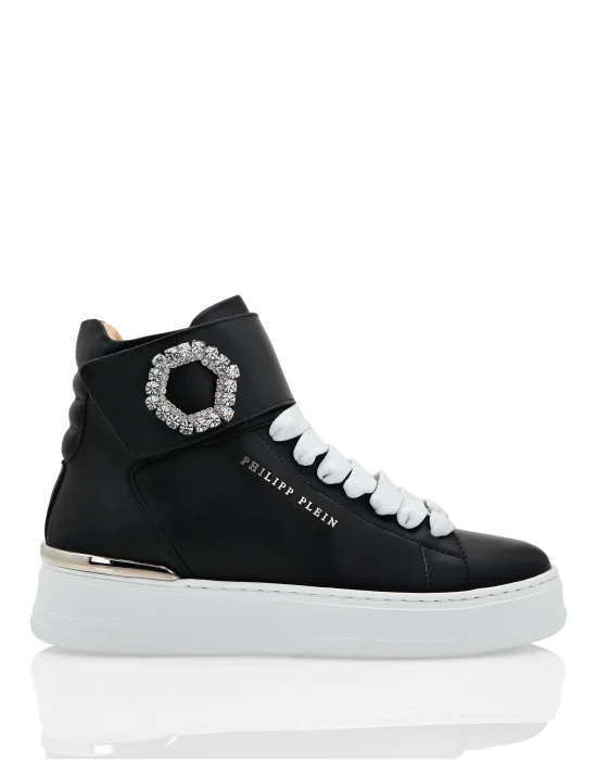 Leather Hi-Top Sneakers Crystal
