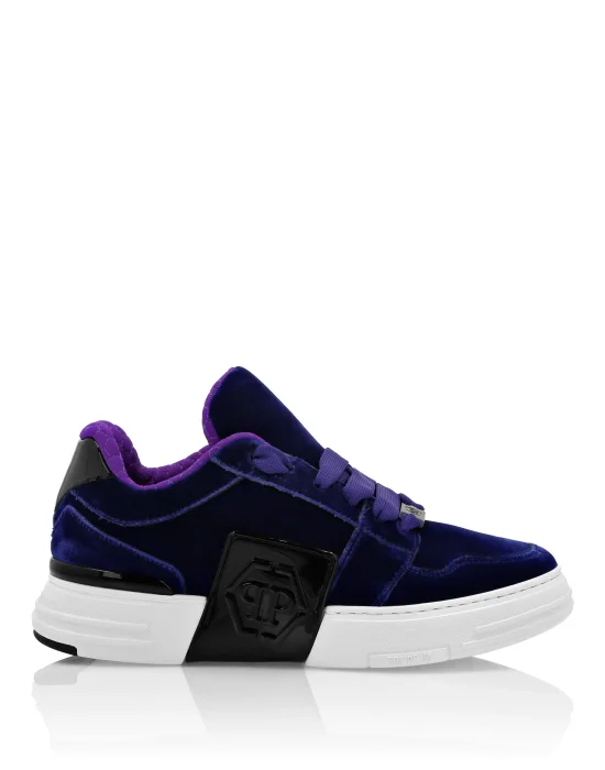 Patent Leather & Velvet Lo-Top Sneakers Hexagon