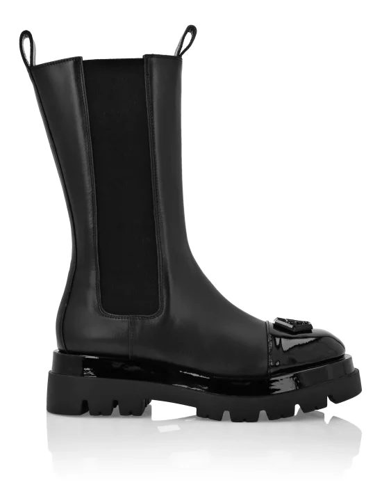Mid Flat Boots Hexagon