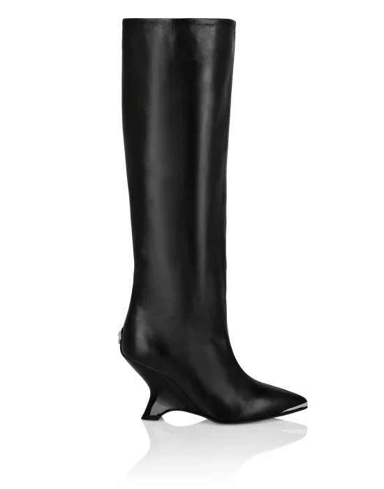 Patent Leather High Wedges Boots