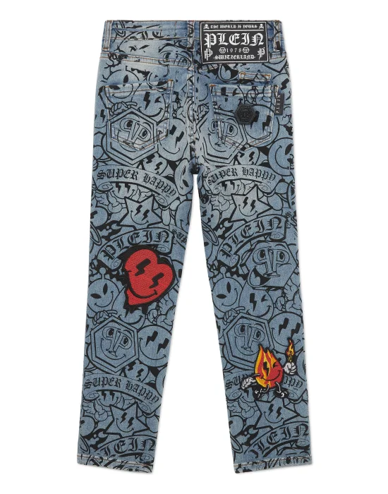 Denim Super Straight Cut Fit Trousers Smile
