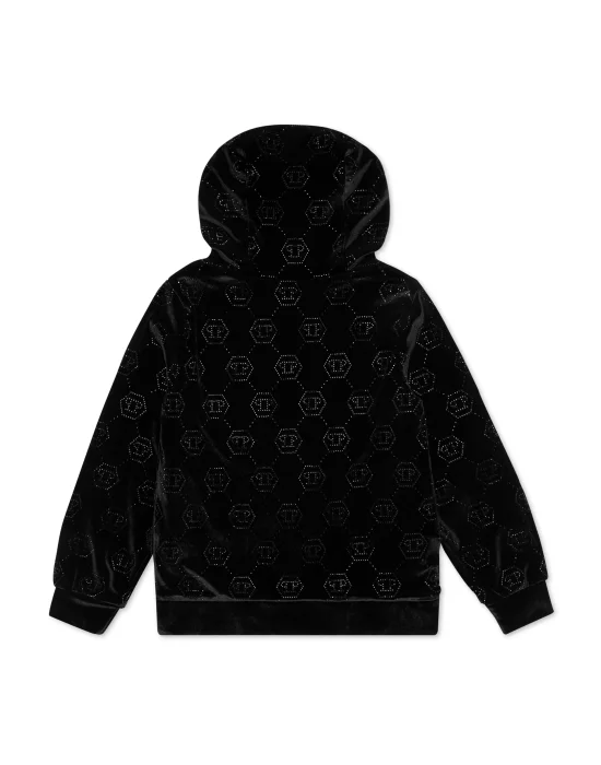 Chenille Hoodie Sweatjacket Strass Monogram