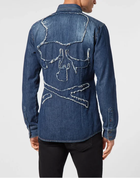 Denim Shirt Long-Sleeve Skull&Bones
