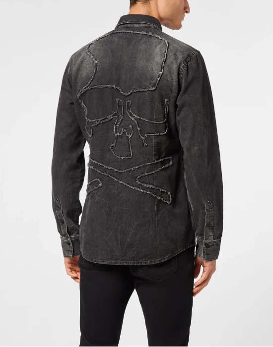 Denim Shirt Long-Sleeve Skull&Bones
