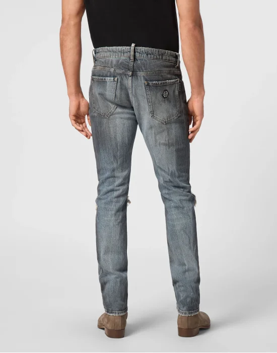 Super Straight Cut Trousers With Python Inserts