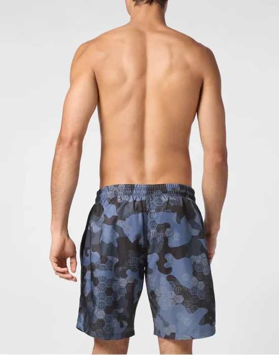 Camouflage Long Swim Boxer Monogram