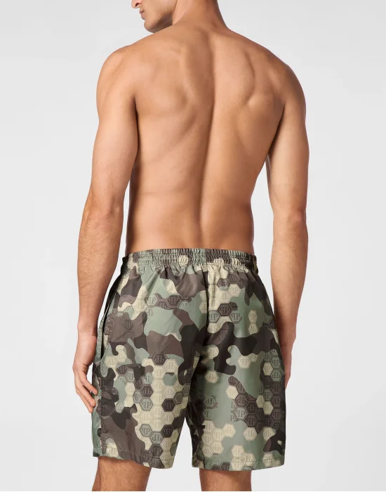 Camouflage Long Swim Boxer Monogram