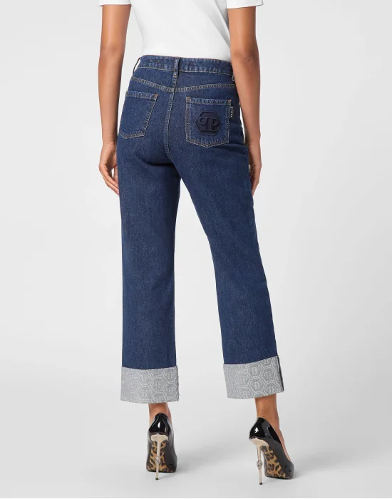 Denim Trousers Loose Fit Cufffed Monogram