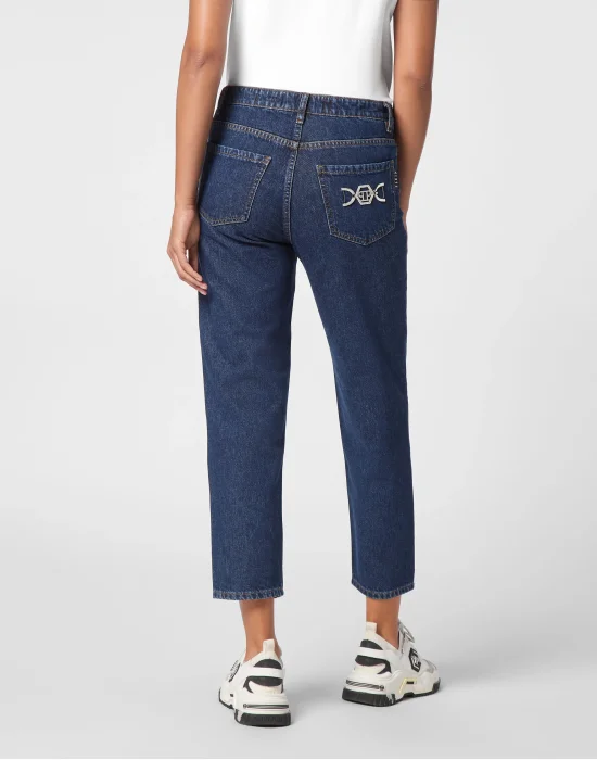 Denim Trousers Mom Fit Hexagon