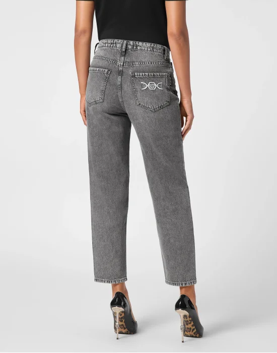 Denim Trousers Mom Fit Hexagon