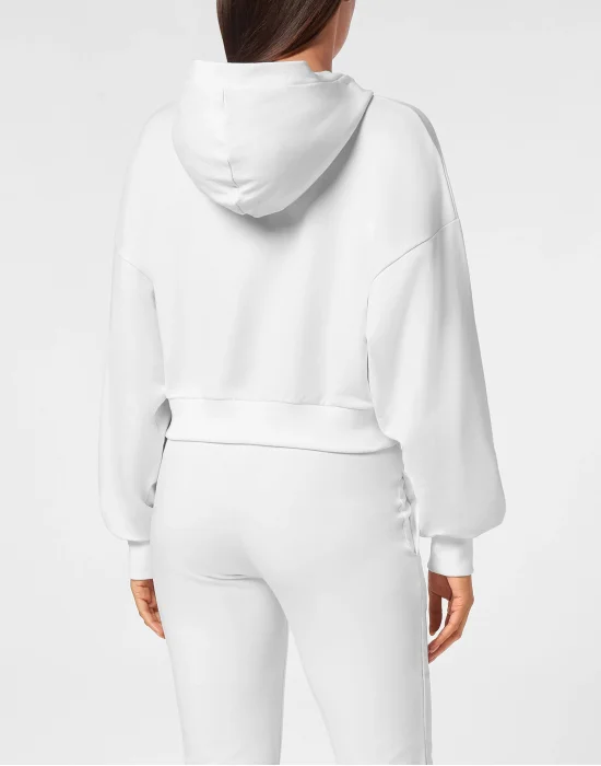 Cropped Hoodie Sweatshirt Crystal Hexagon