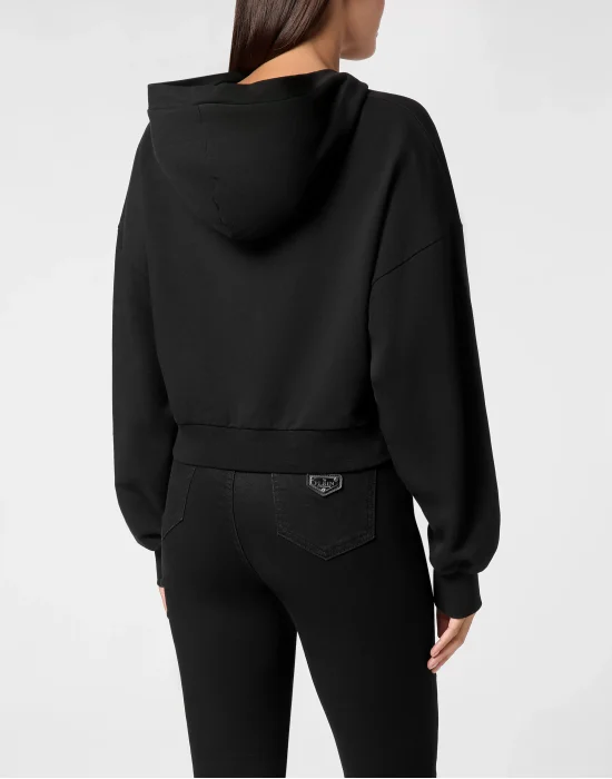Cropped Hoodie Sweatshirt Crystal Hexagon