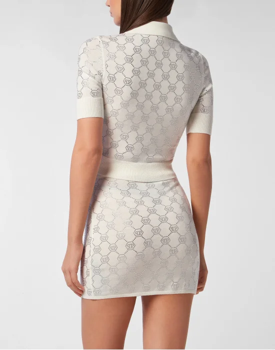 Knitted Strass Polo-Neck SS Monogram