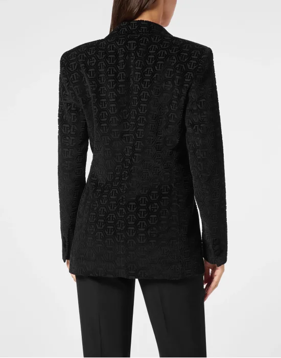 Velvet Single Breasted Blazer Monogram