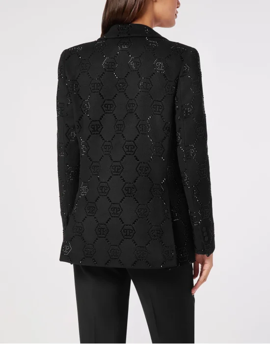 Wool Boxy Blazer Strass Monogram