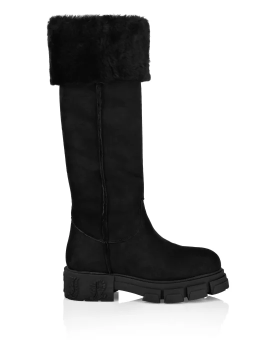 Shearling Boots Flat High Gothic Plein