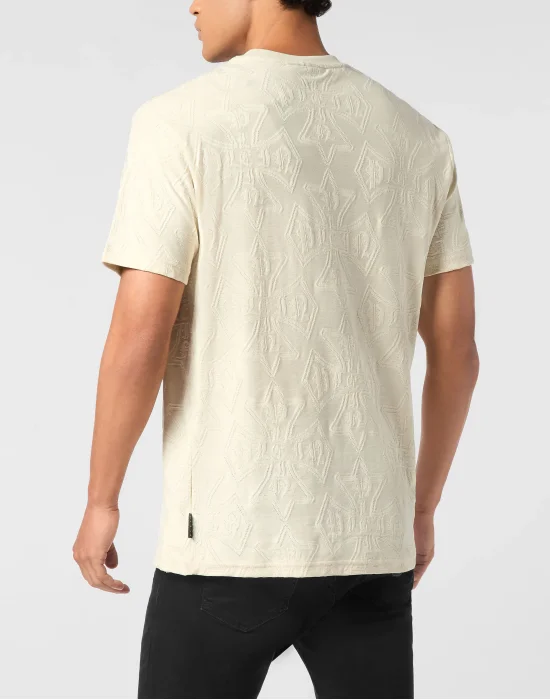 Round Neck Jacquard T-Shirt Crest