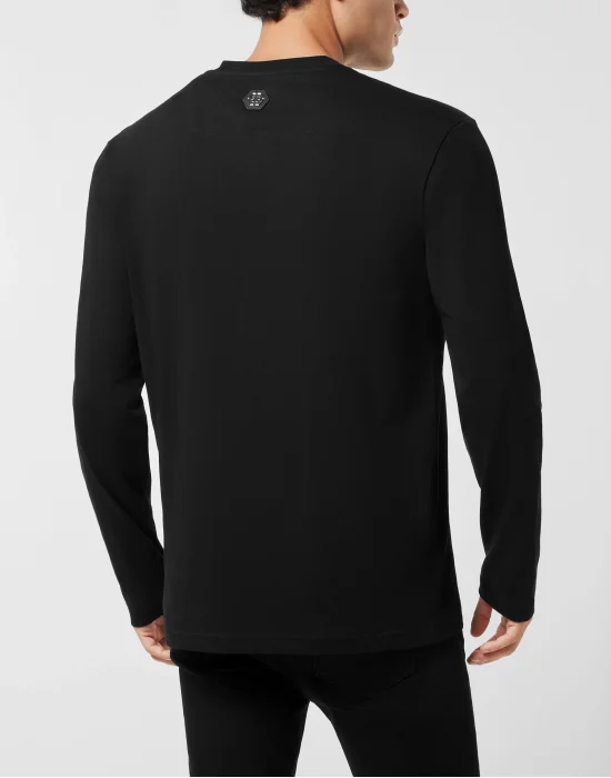 Long Sleeve T-Shirt With Jacquard Crest Insert